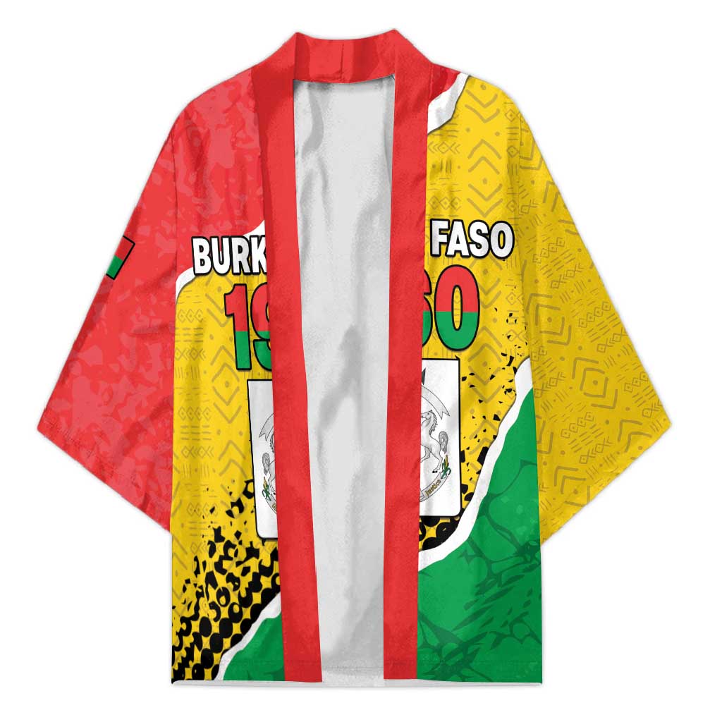 Personalized Burkina Faso Independence Day Kimono Coat Of Arms - Grunge Style - Wonder Print Shop