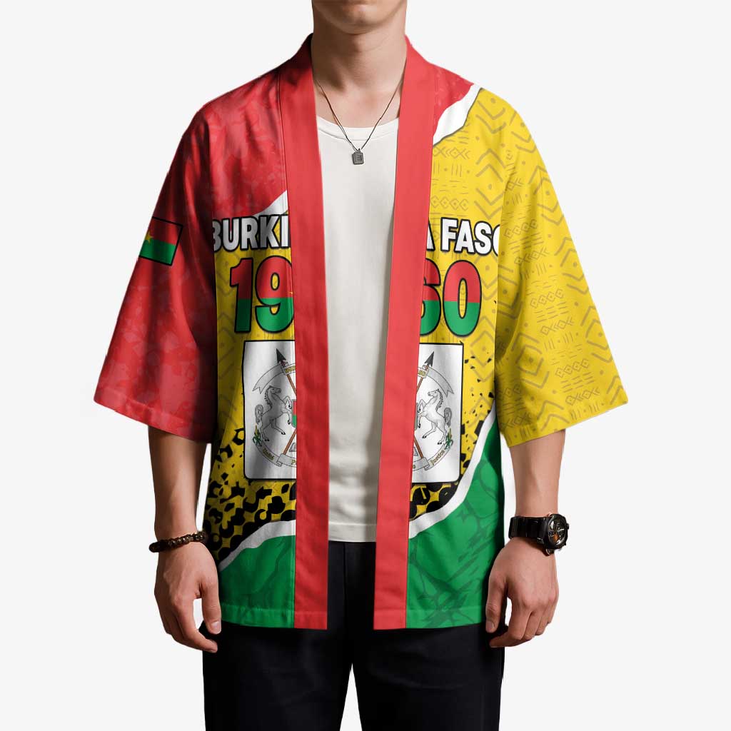 Personalized Burkina Faso Independence Day Kimono Coat Of Arms - Grunge Style - Wonder Print Shop