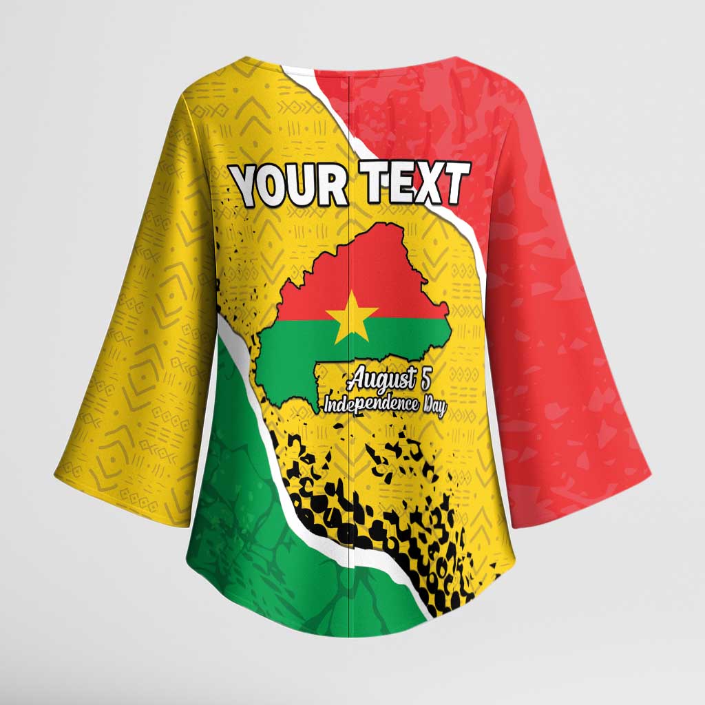 Personalized Burkina Faso Independence Day Kimono Sleeve Blouse Coat Of Arms - Grunge Style - Wonder Print Shop