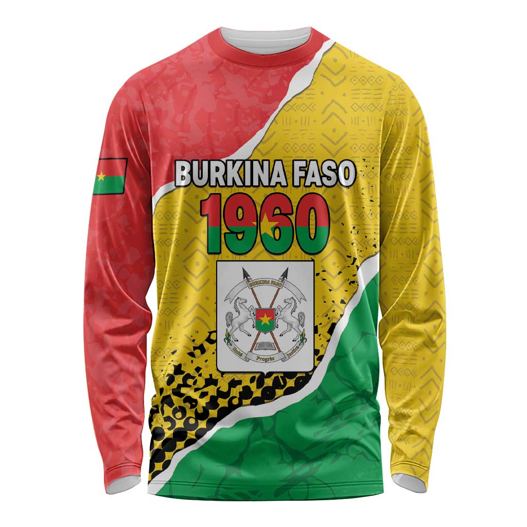 Personalized Burkina Faso Independence Day Long Sleeve Shirt Coat Of Arms - Grunge Style - Wonder Print Shop
