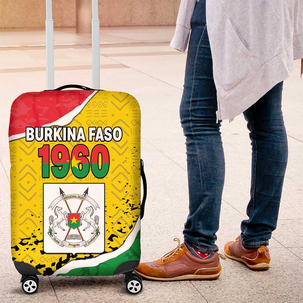 Burkina Faso Independence Day Luggage Cover Coat Of Arms - Grunge Style - Wonder Print Shop