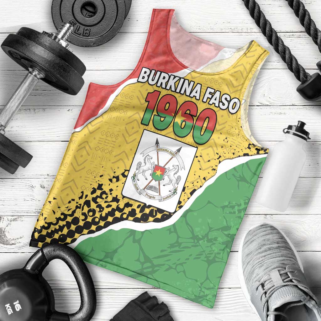 Personalized Burkina Faso Independence Day Men Tank Top Coat Of Arms - Grunge Style - Wonder Print Shop