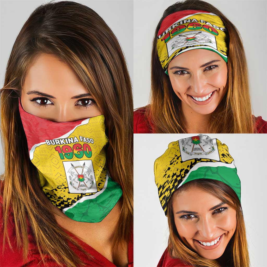 Burkina Faso Independence Day Neck Gaiter Coat Of Arms - Grunge Style - Wonder Print Shop