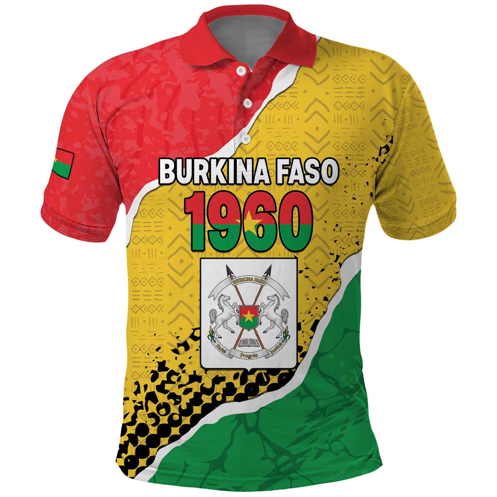 Personalized Burkina Faso Independence Day Polo Shirt Coat Of Arms - Grunge Style - Wonder Print Shop