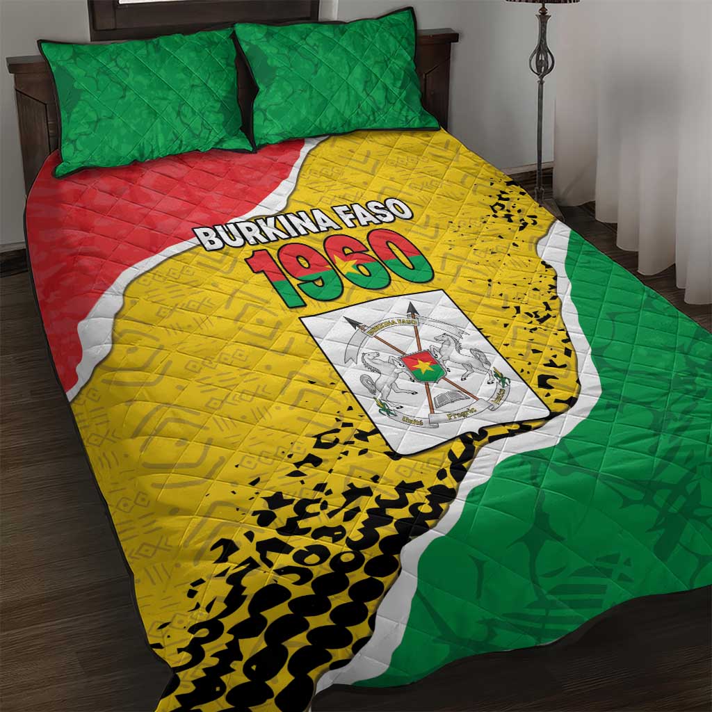 Burkina Faso Independence Day Quilt Bed Set Coat Of Arms - Grunge Style - Wonder Print Shop