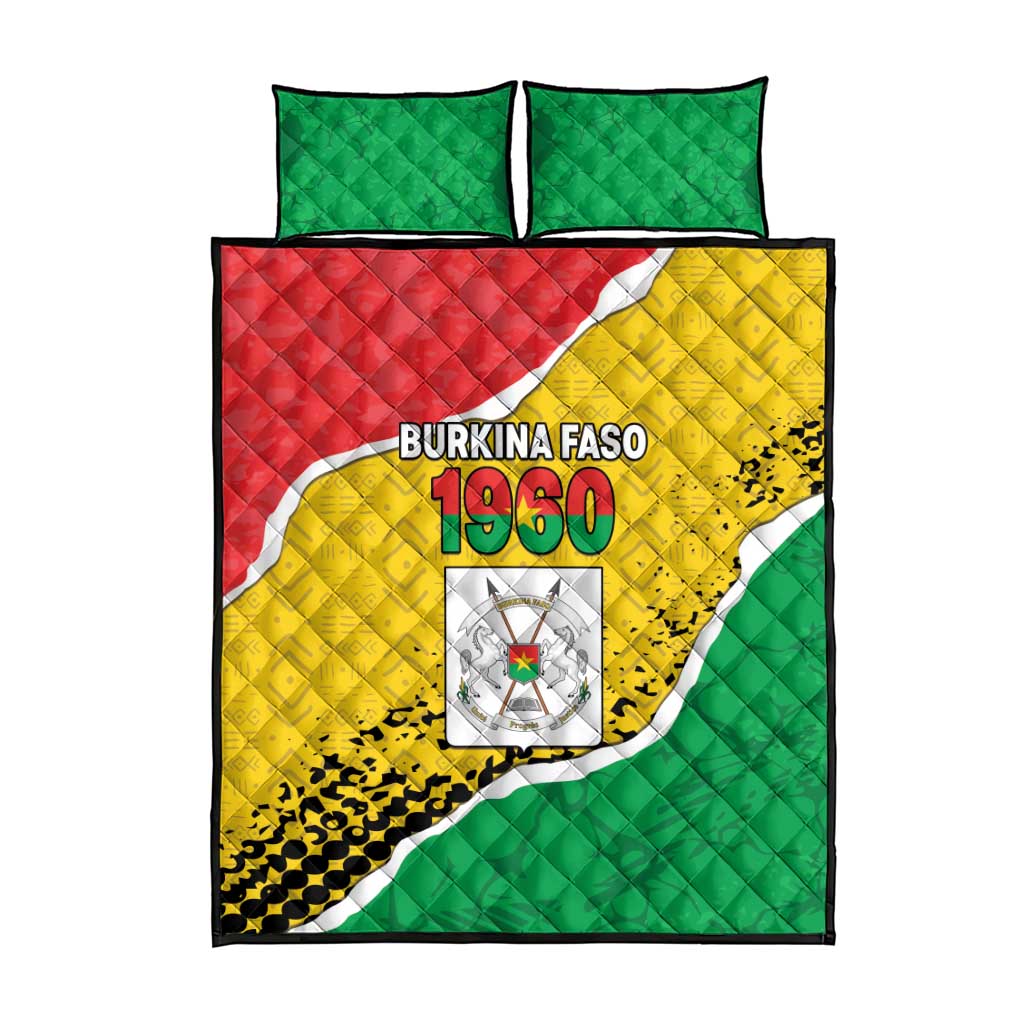 Burkina Faso Independence Day Quilt Bed Set Coat Of Arms - Grunge Style - Wonder Print Shop