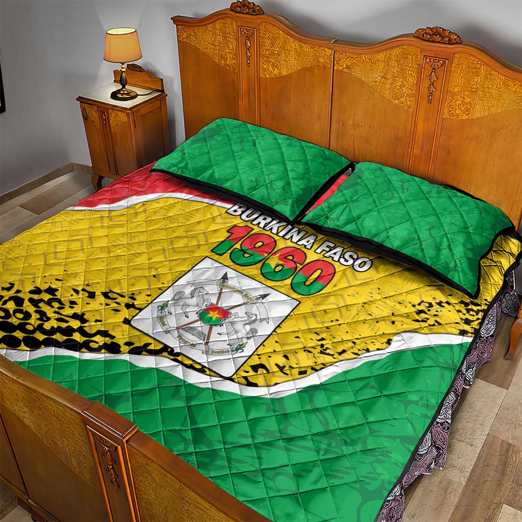 Burkina Faso Independence Day Quilt Bed Set Coat Of Arms - Grunge Style - Wonder Print Shop