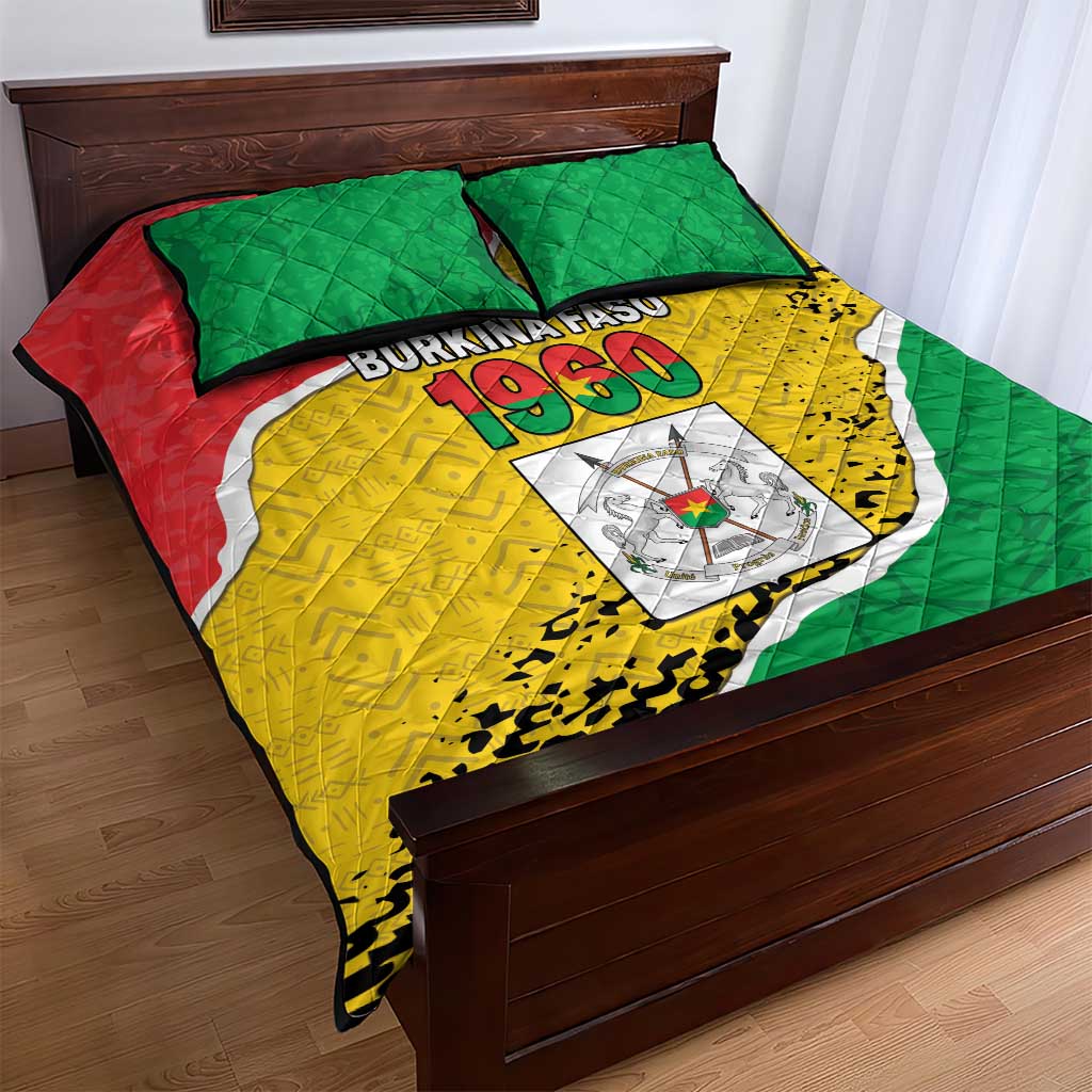 Burkina Faso Independence Day Quilt Bed Set Coat Of Arms - Grunge Style - Wonder Print Shop