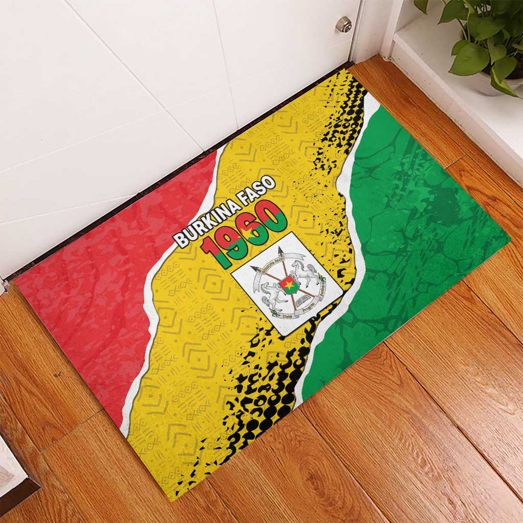 Burkina Faso Independence Day Rubber Doormat Coat Of Arms - Grunge Style - Wonder Print Shop