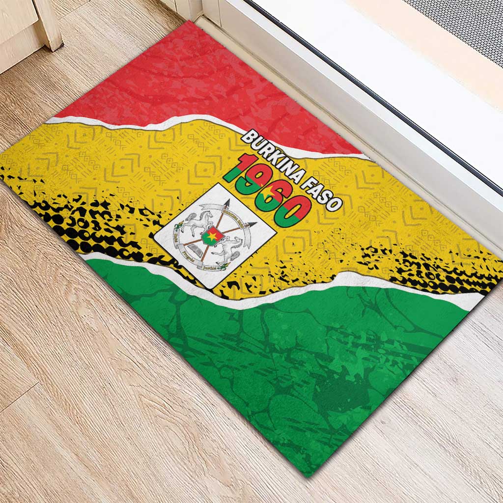 Burkina Faso Independence Day Rubber Doormat Coat Of Arms - Grunge Style - Wonder Print Shop