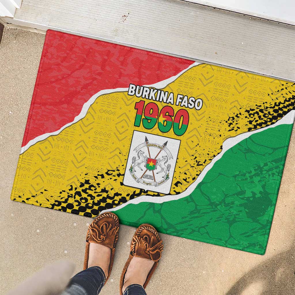 Burkina Faso Independence Day Rubber Doormat Coat Of Arms - Grunge Style - Wonder Print Shop