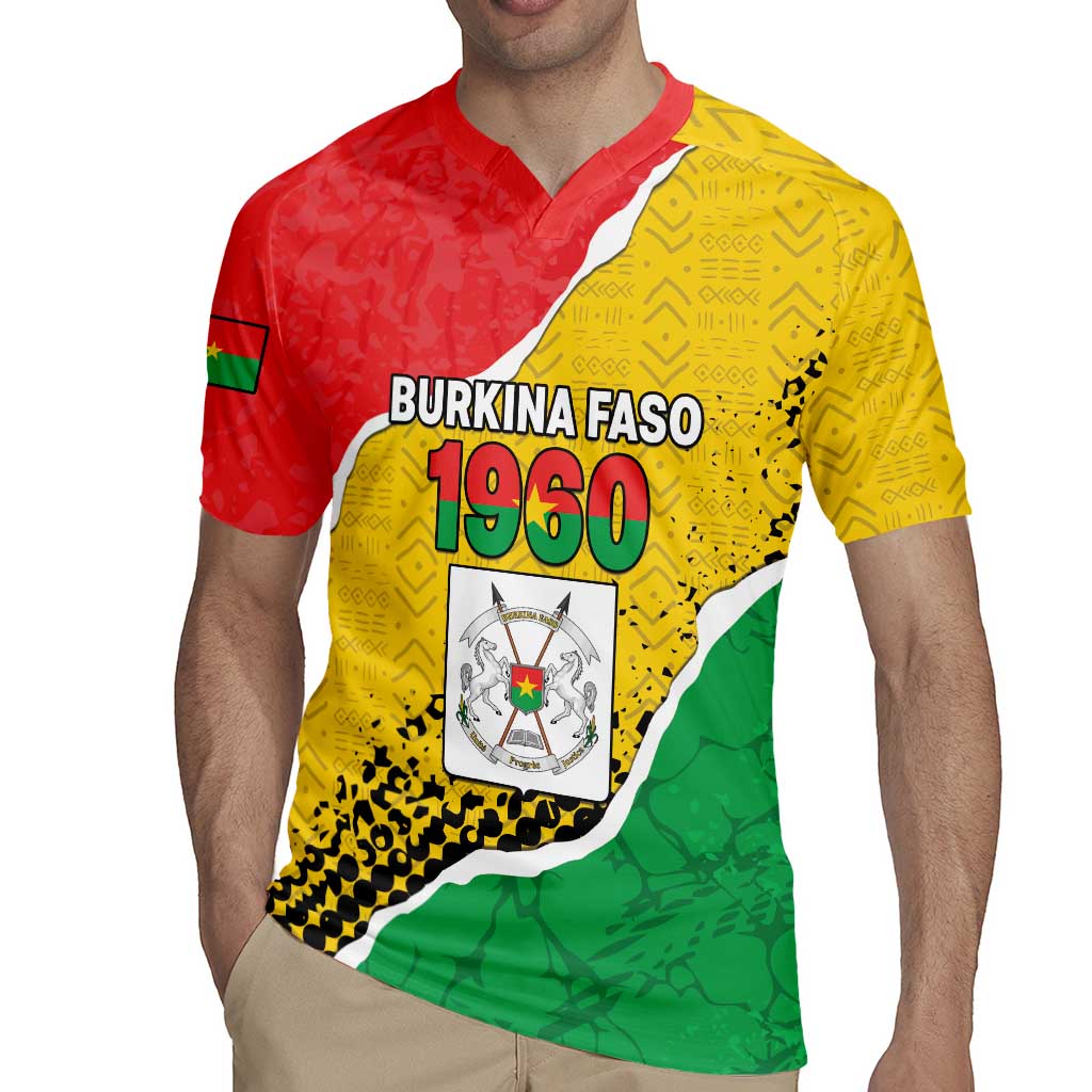 Personalized Burkina Faso Independence Day Rugby Jersey Coat Of Arms - Grunge Style - Wonder Print Shop