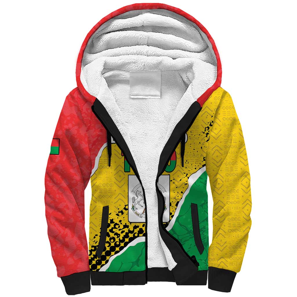 Personalized Burkina Faso Independence Day Sherpa Hoodie Coat Of Arms - Grunge Style - Wonder Print Shop