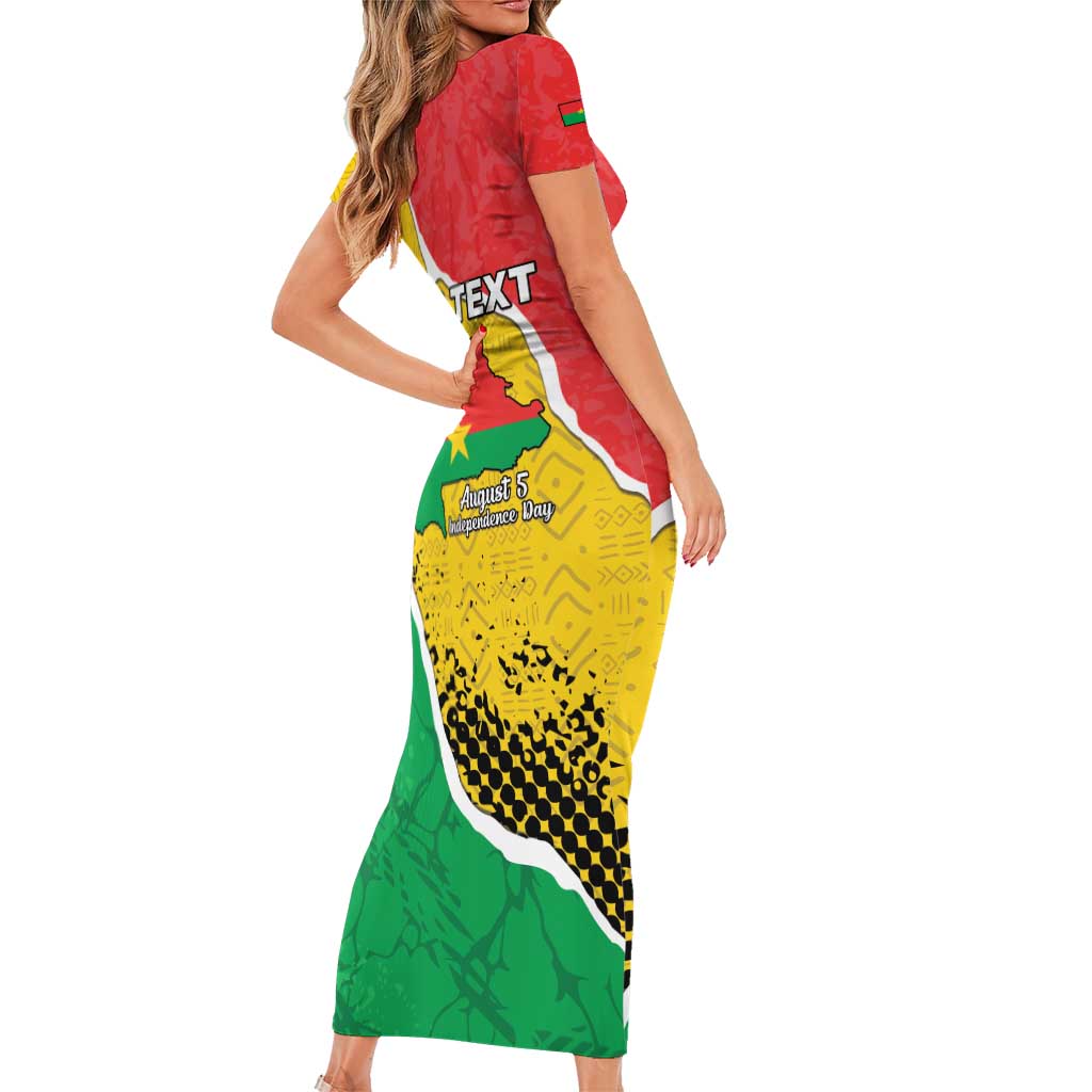 Personalized Burkina Faso Independence Day Short Sleeve Bodycon Dress Coat Of Arms - Grunge Style - Wonder Print Shop