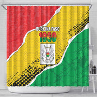 Burkina Faso Independence Day Shower Curtain Coat Of Arms - Grunge Style - Wonder Print Shop
