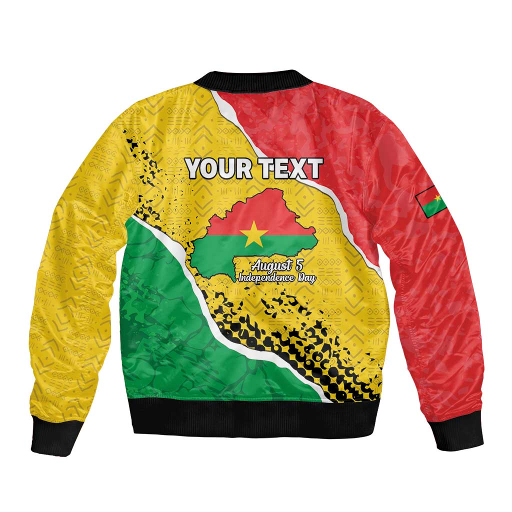 Personalized Burkina Faso Independence Day Sleeve Zip Bomber Jacket Coat Of Arms - Grunge Style - Wonder Print Shop