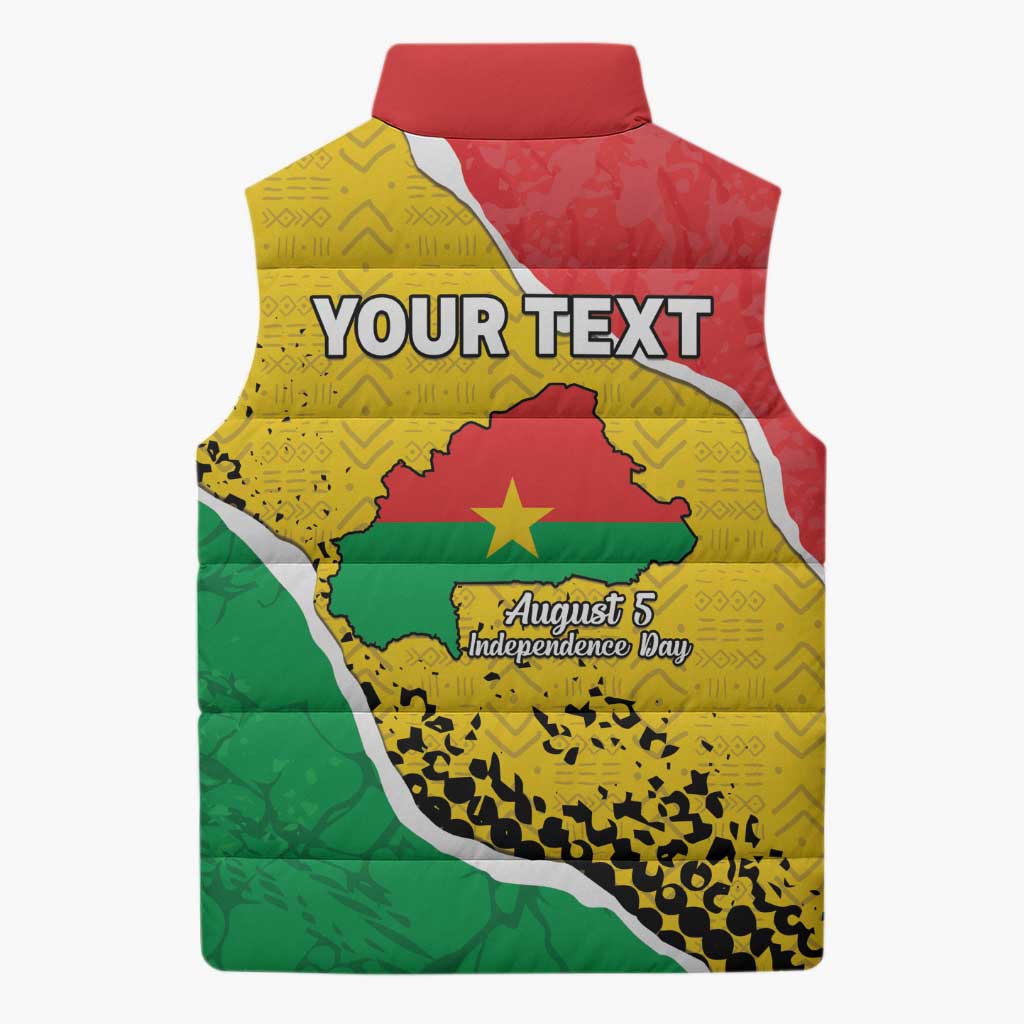 Personalized Burkina Faso Independence Day Sleeveless Puffer Jacket Coat Of Arms - Grunge Style - Wonder Print Shop