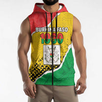Personalized Burkina Faso Independence Day Sleeveless Zip Hoodie Coat Of Arms - Grunge Style - Wonder Print Shop