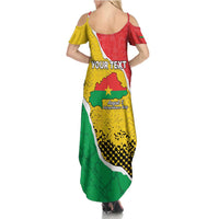 Personalized Burkina Faso Independence Day Summer Maxi Dress Coat Of Arms - Grunge Style - Wonder Print Shop