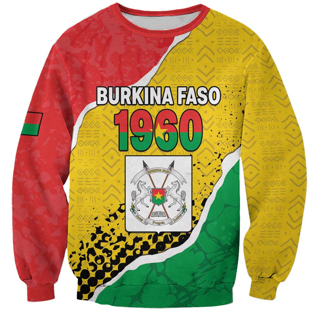 Personalized Burkina Faso Independence Day Sweatshirt Coat Of Arms - Grunge Style - Wonder Print Shop