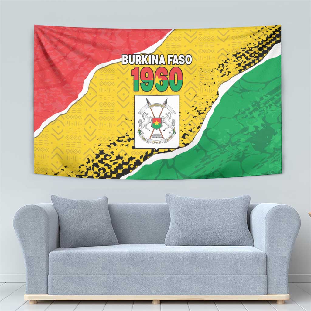 Burkina Faso Independence Day Tapestry Coat Of Arms - Grunge Style - Wonder Print Shop