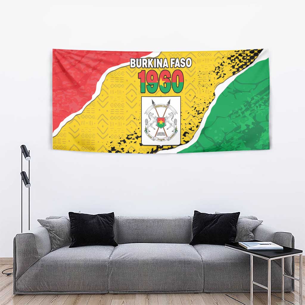 Burkina Faso Independence Day Tapestry Coat Of Arms - Grunge Style - Wonder Print Shop