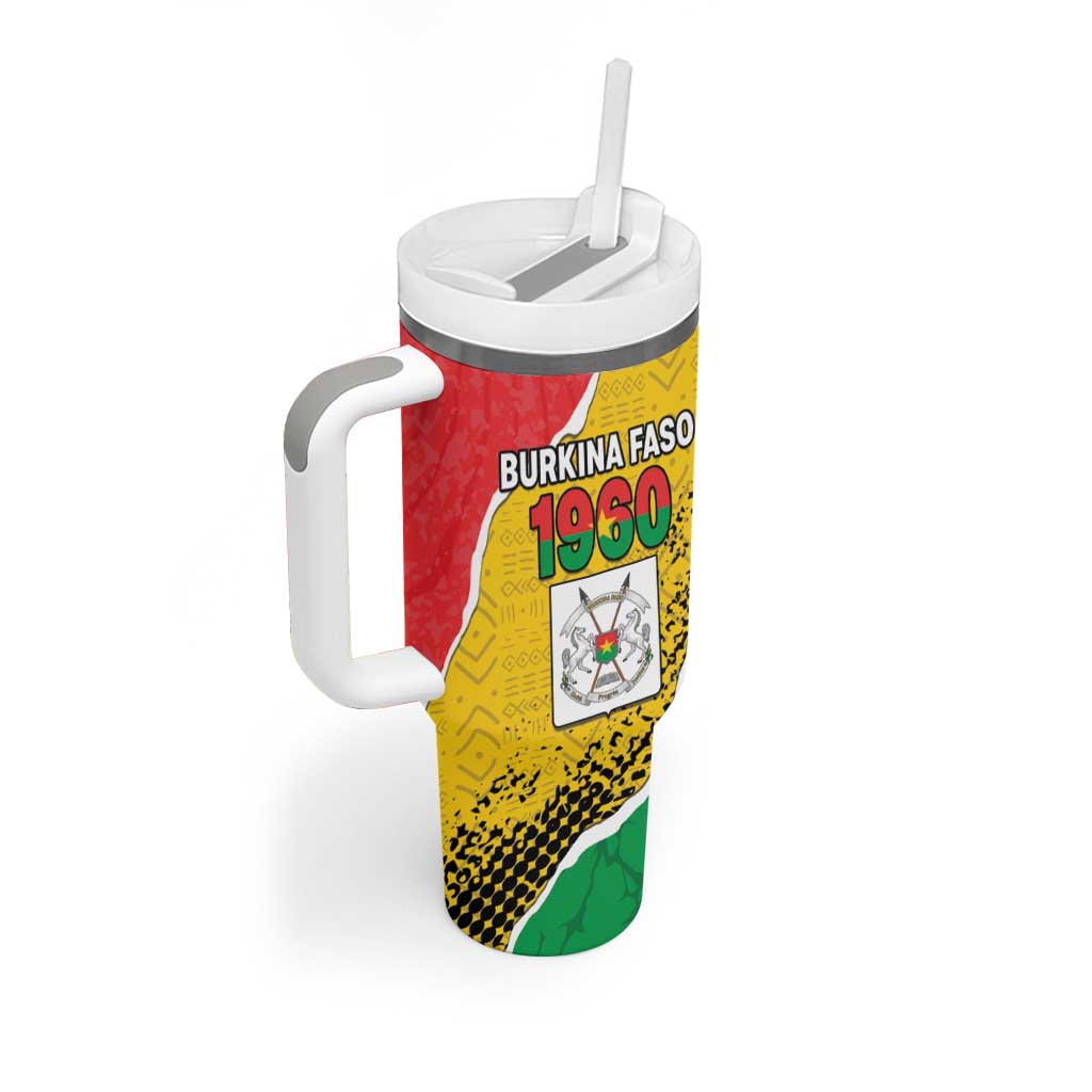 Personalized Burkina Faso Independence Day Tumbler With Handle Coat Of Arms - Grunge Style - Wonder Print Shop