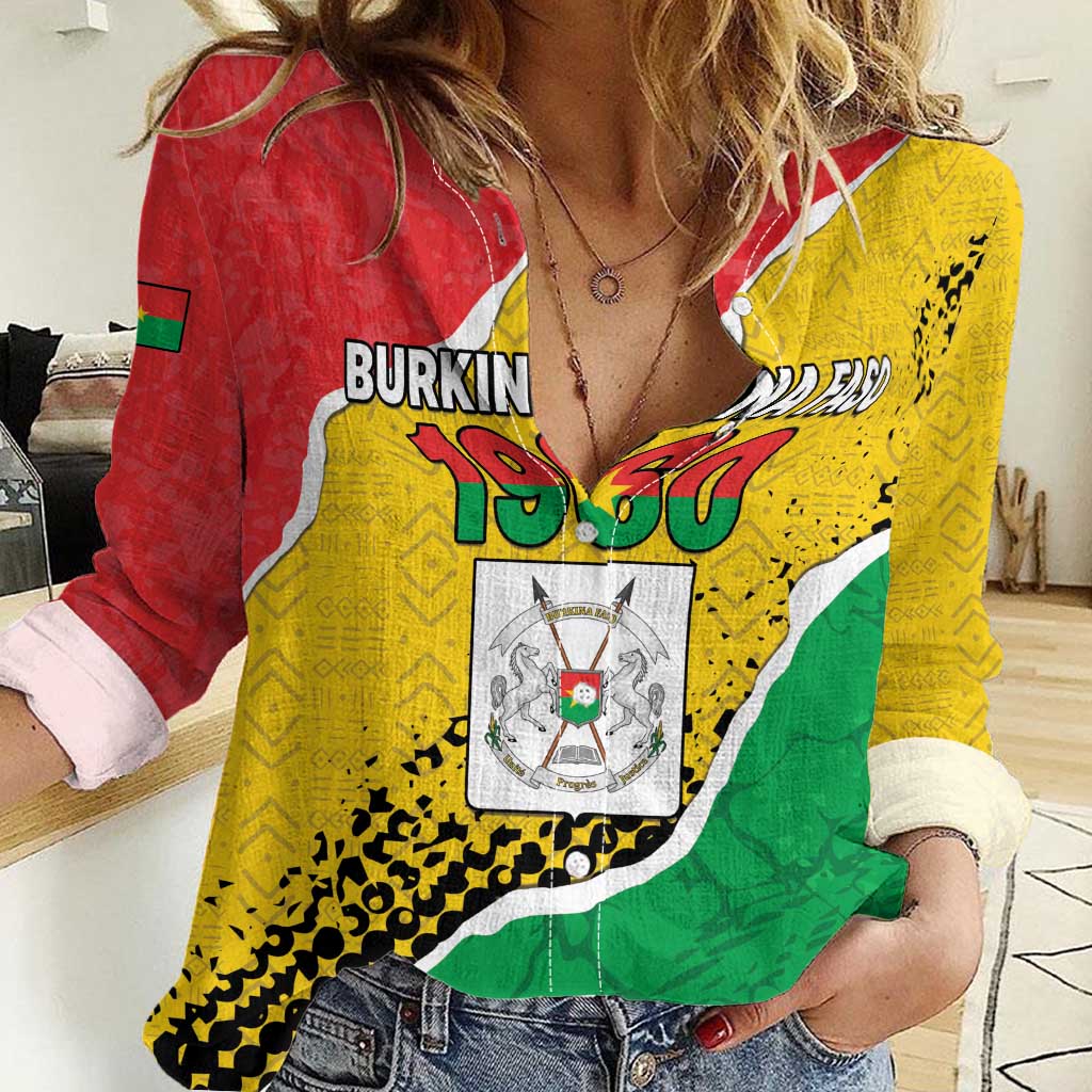 Personalized Burkina Faso Independence Day Women Casual Shirt Coat Of Arms - Grunge Style - Wonder Print Shop
