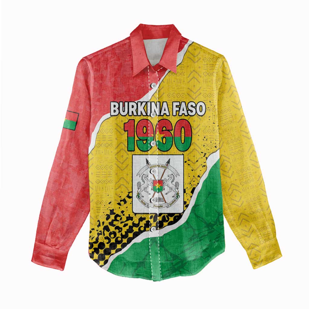 Personalized Burkina Faso Independence Day Women Casual Shirt Coat Of Arms - Grunge Style - Wonder Print Shop