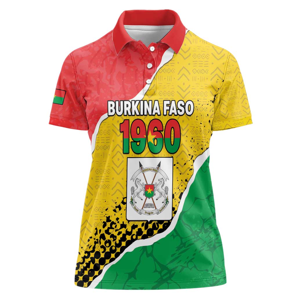 Personalized Burkina Faso Independence Day Women Polo Shirt Coat Of Arms - Grunge Style - Wonder Print Shop
