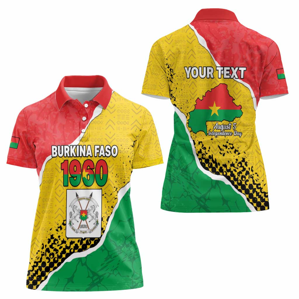 Personalized Burkina Faso Independence Day Women Polo Shirt Coat Of Arms - Grunge Style - Wonder Print Shop