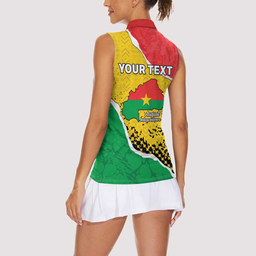 Personalized Burkina Faso Independence Day Women Sleeveless Polo Shirt Coat Of Arms - Grunge Style - Wonder Print Shop