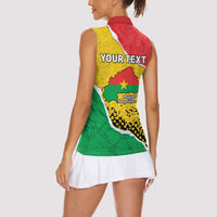 Personalized Burkina Faso Independence Day Women Sleeveless Polo Shirt Coat Of Arms - Grunge Style - Wonder Print Shop