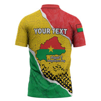 Personalized Burkina Faso Independence Day Zipper Polo Shirt Coat Of Arms - Grunge Style - Wonder Print Shop
