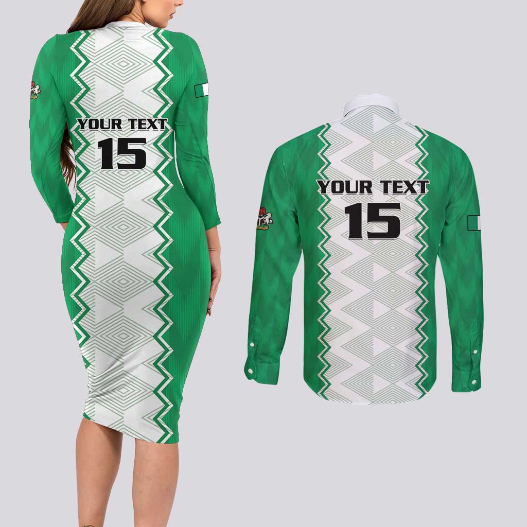 Nigeria Basketball Custom Couples Matching Long Sleeve Bodycon Dress and Long Sleeve Button Shirt Go DTigers - Wonder Print Shop