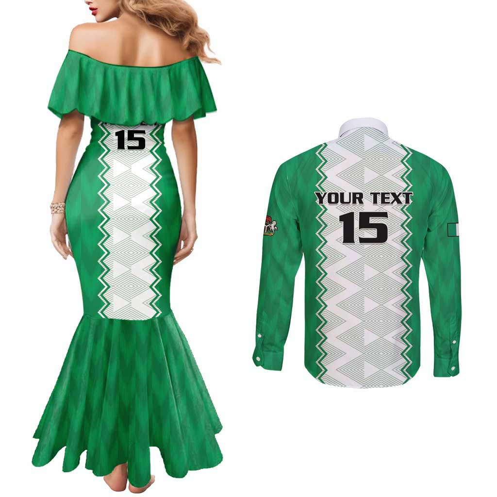 Nigeria Basketball Custom Couples Matching Mermaid Dress and Long Sleeve Button Shirt Go DTigers - Wonder Print Shop
