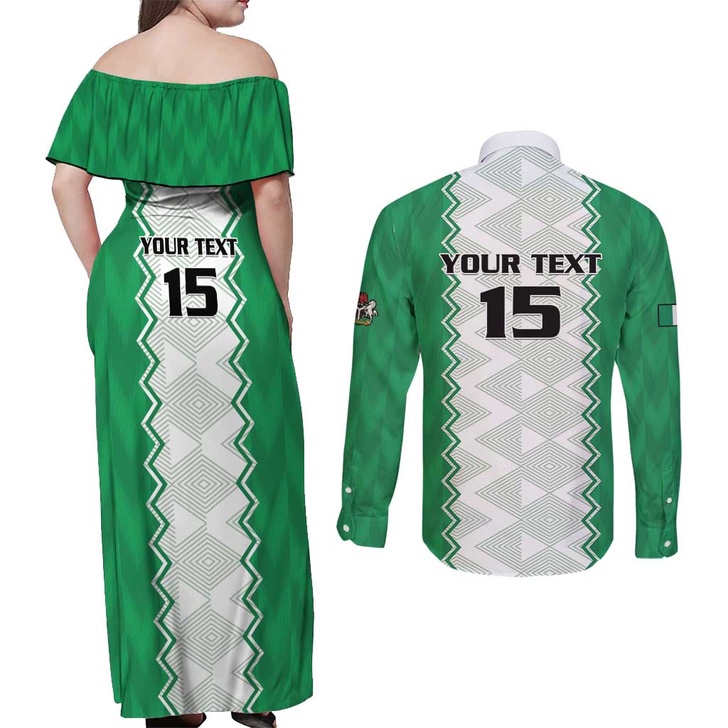 Nigeria Basketball Custom Couples Matching Off Shoulder Maxi Dress and Long Sleeve Button Shirt Go DTigers - Wonder Print Shop