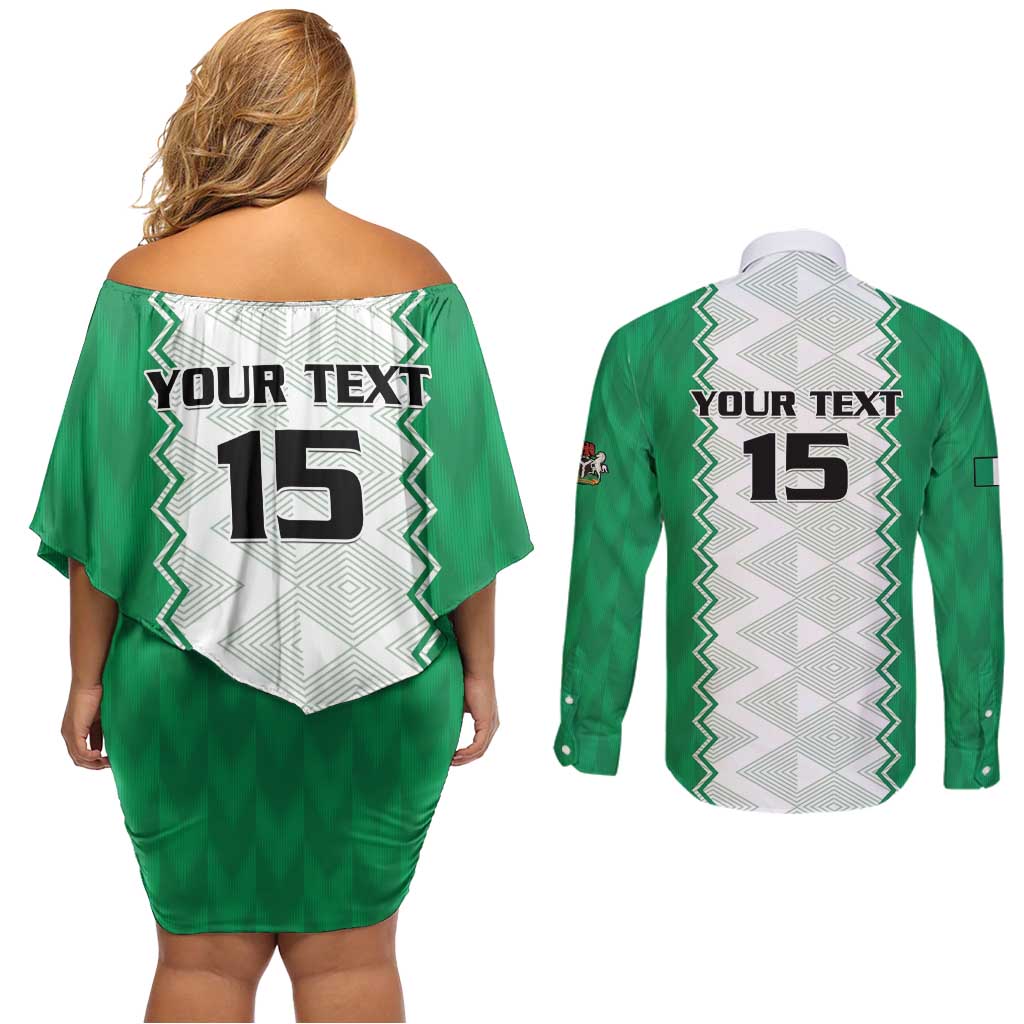 Nigeria Basketball Custom Couples Matching Off Shoulder Short Dress and Long Sleeve Button Shirt Go DTigers - Wonder Print Shop