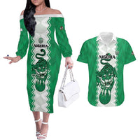 Nigeria Basketball Custom Couples Matching Off The Shoulder Long Sleeve Dress and Hawaiian Shirt Go DTigers - Wonder Print Shop