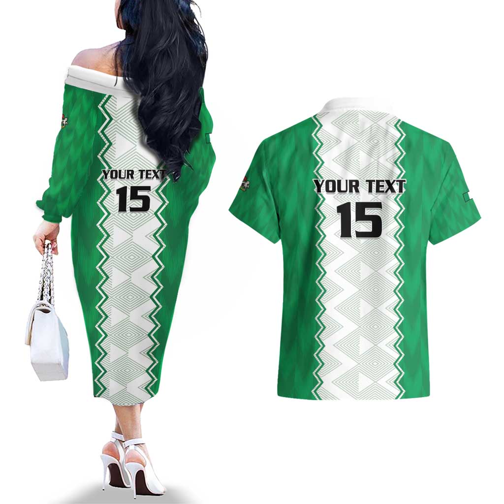 Nigeria Basketball Custom Couples Matching Off The Shoulder Long Sleeve Dress and Hawaiian Shirt Go DTigers - Wonder Print Shop