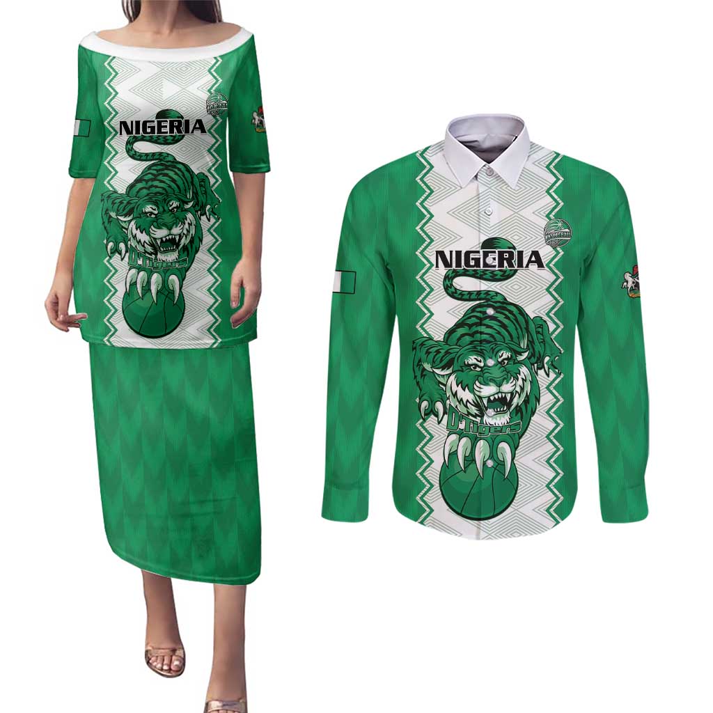 Nigeria Basketball Custom Couples Matching Puletasi and Long Sleeve Button Shirt Go DTigers - Wonder Print Shop