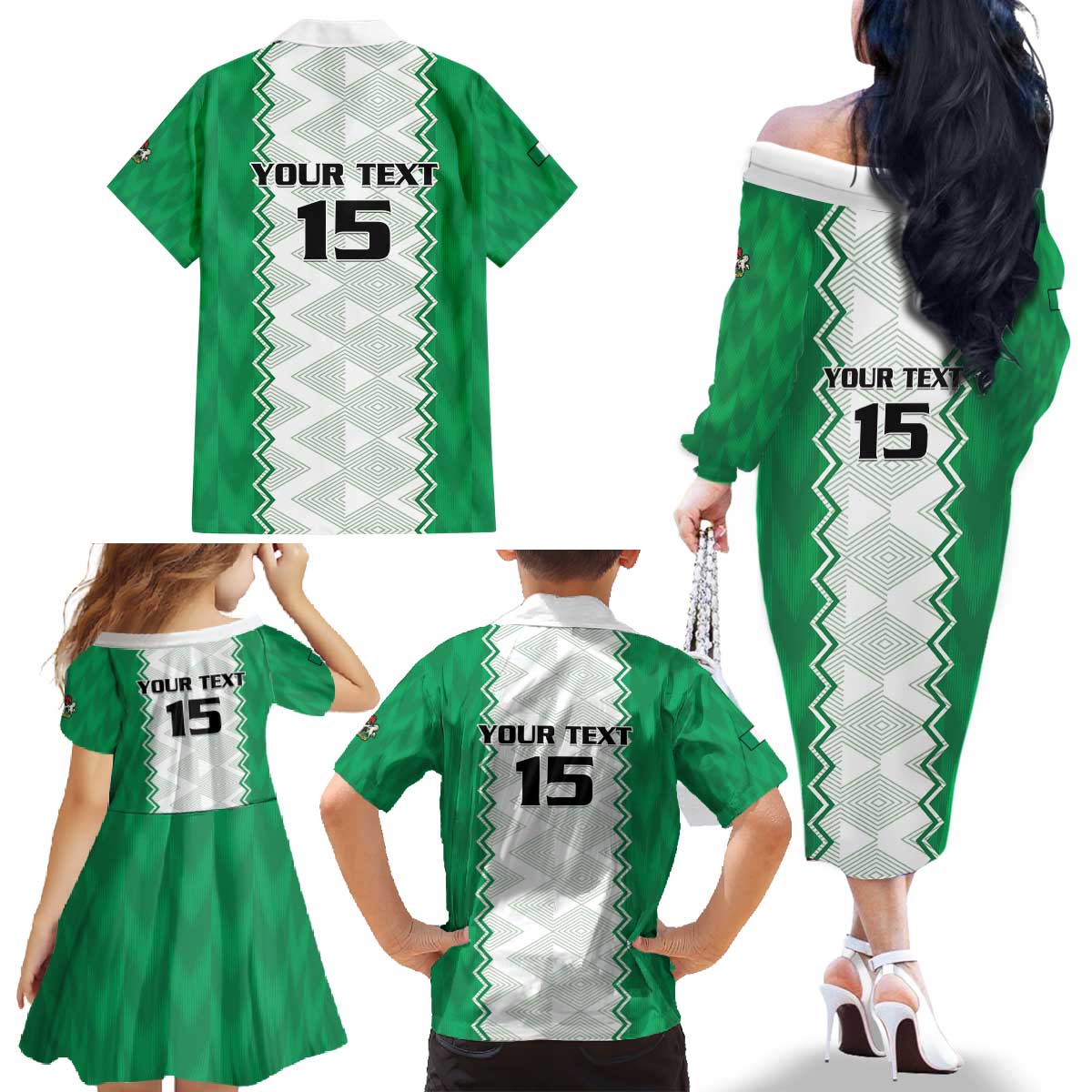 Nigeria Basketball Custom Family Matching Off The Shoulder Long Sleeve Dress and Hawaiian Shirt Go DTigers - Wonder Print Shop