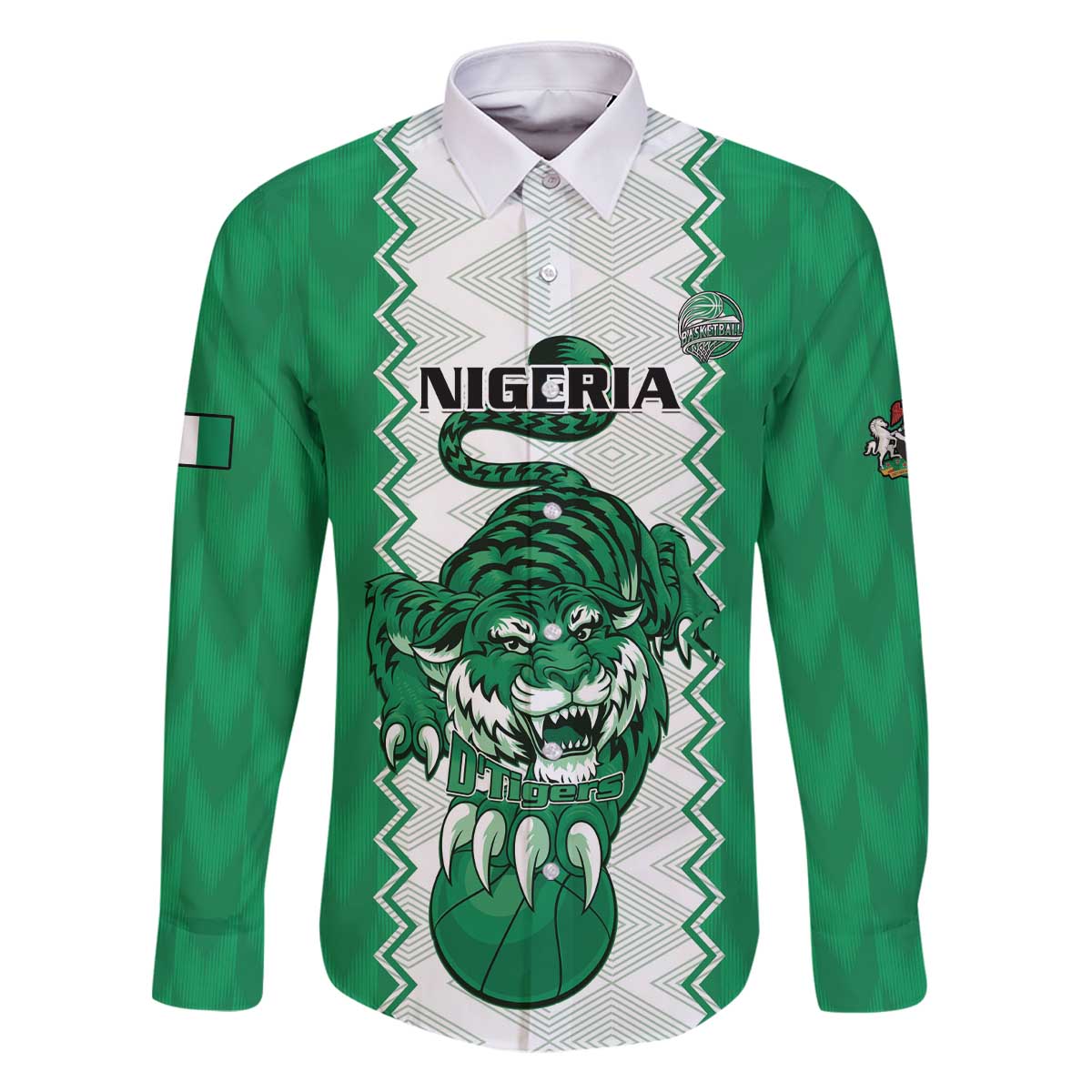 Nigeria Basketball Custom Family Matching Off The Shoulder Long Sleeve Dress and Hawaiian Shirt Go DTigers - Wonder Print Shop