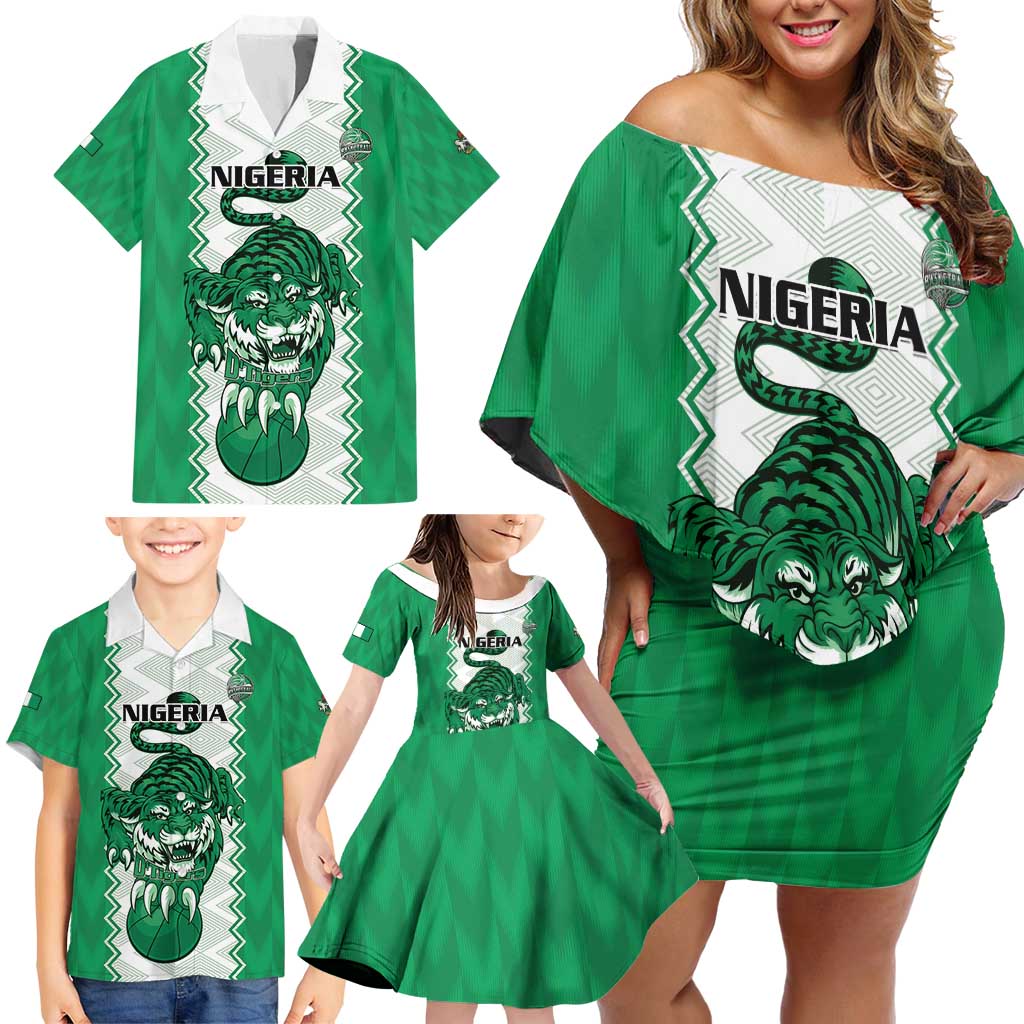 Nigeria Basketball Custom Family Matching Off Shoulder Short Dress and Hawaiian Shirt Go DTigers - Wonder Print Shop