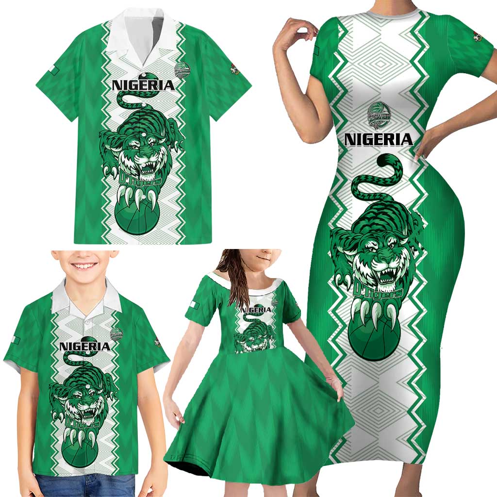 Nigeria Basketball Custom Family Matching Short Sleeve Bodycon Dress and Hawaiian Shirt Go DTigers - Wonder Print Shop