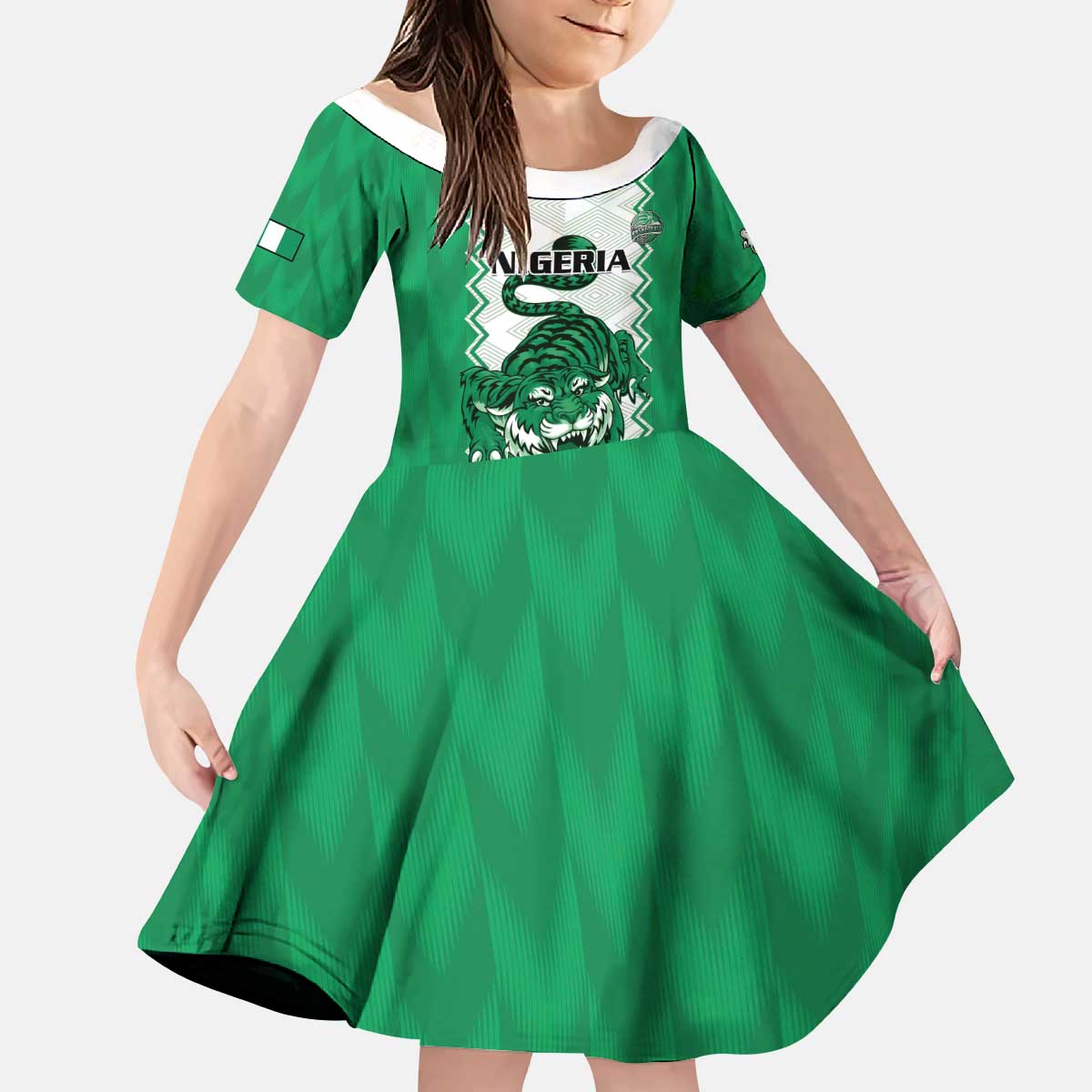 Nigeria Basketball Custom Kid Short Sleeve Dress Go DTigers - Wonder Print Shop
