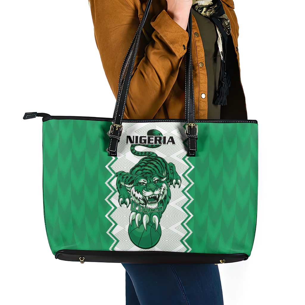 Nigeria Basketball Leather Tote Bag Go DTigers - Wonder Print Shop