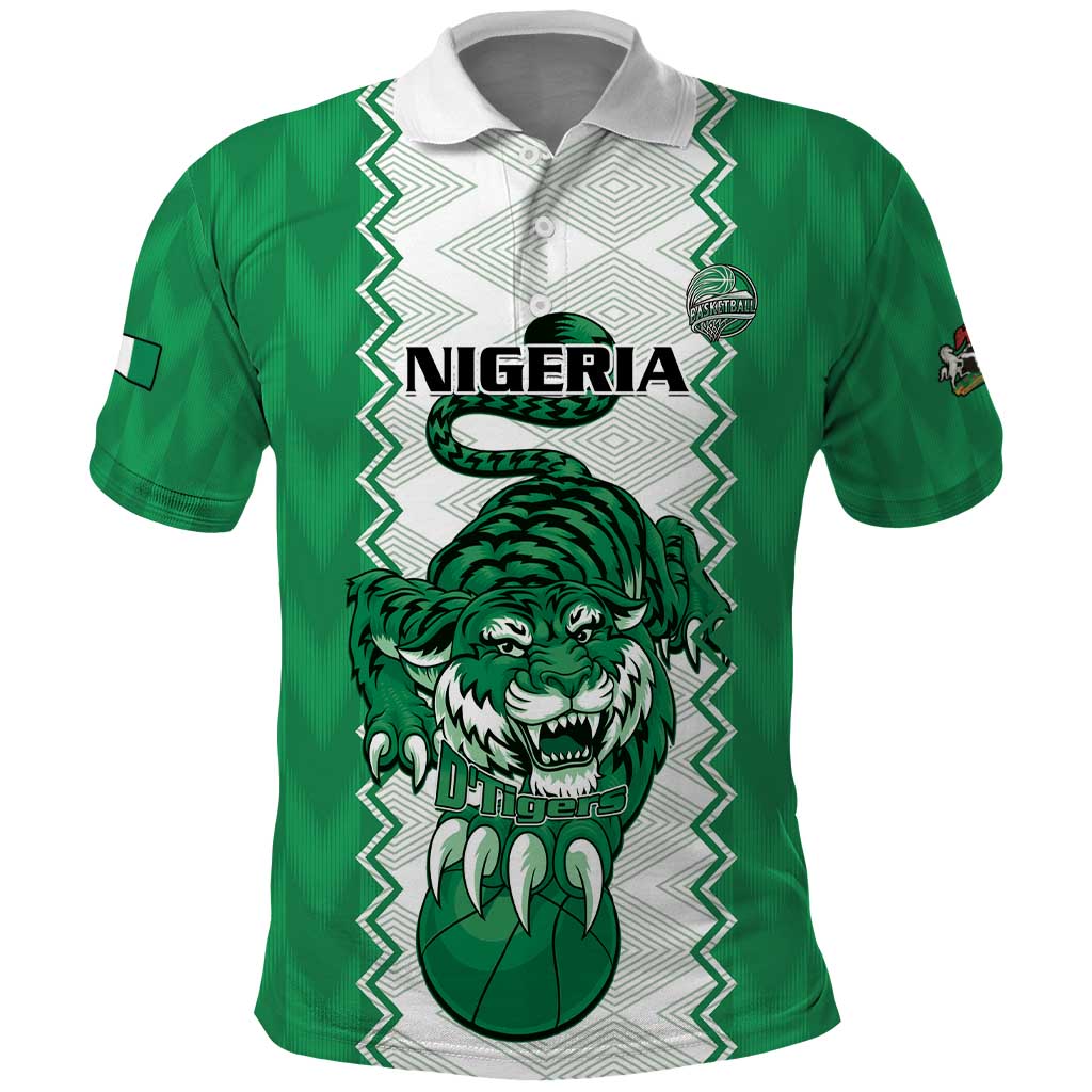Nigeria Basketball Custom Polo Shirt Go DTigers - Wonder Print Shop