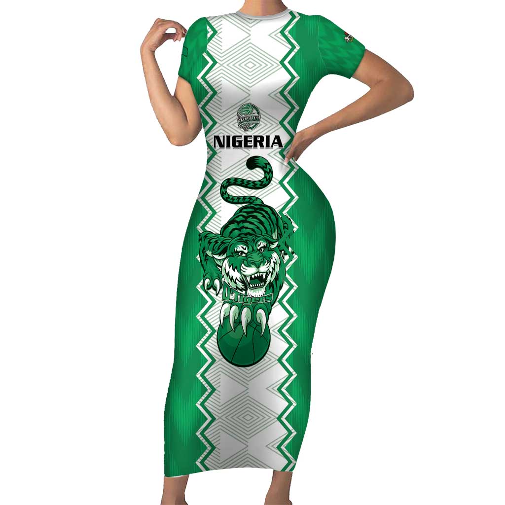 Nigeria Basketball Custom Short Sleeve Bodycon Dress Go DTigers - Wonder Print Shop