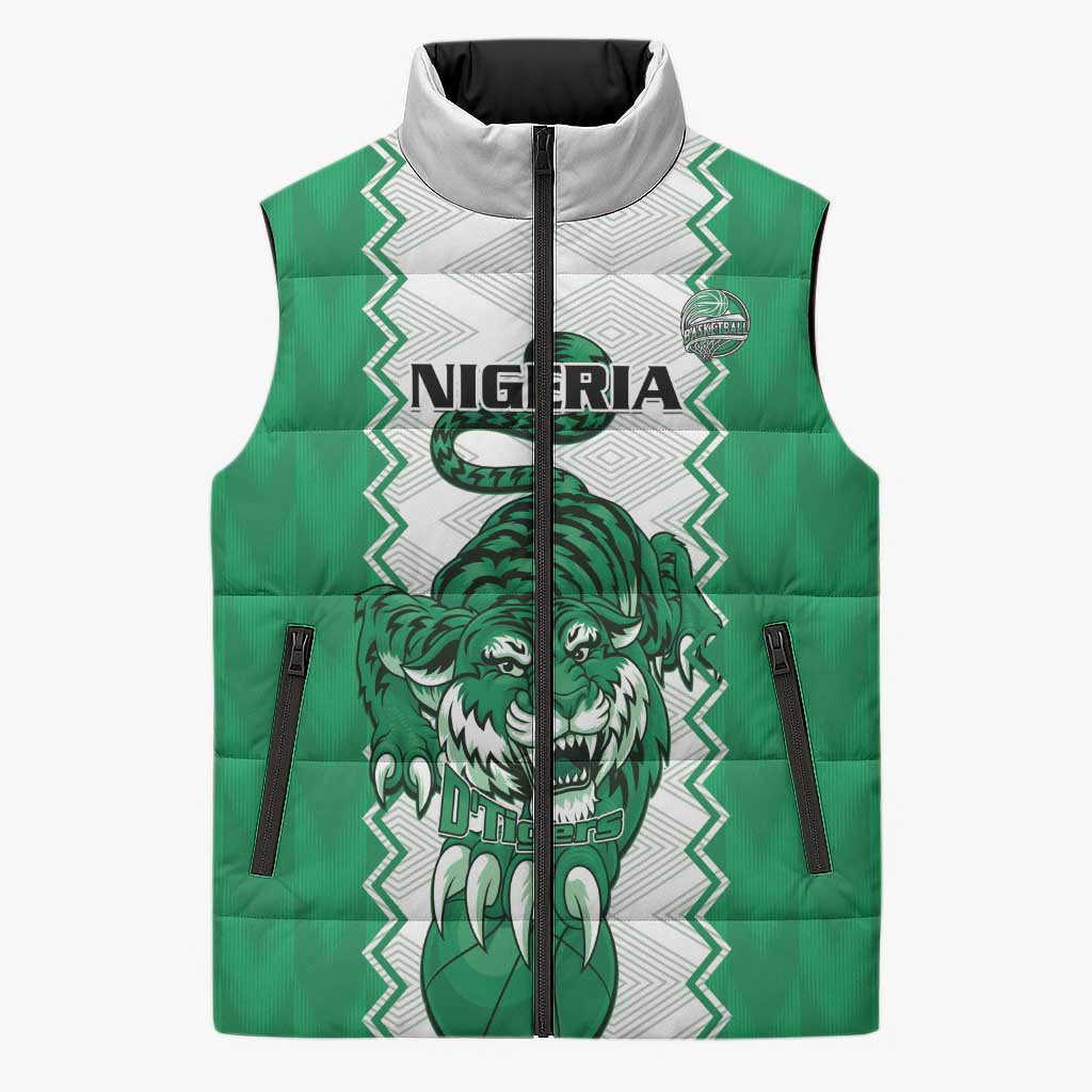 Nigeria Basketball Custom Sleeveless Puffer Jacket Go DTigers - Wonder Print Shop
